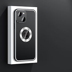 Apple iPhone 15 Plus用ケース 高級感 手触り良い アルミメタル 製の金属製 兼シリコン カバー Mag-Safe 磁気 Magnetic JL4 アップル ブラック