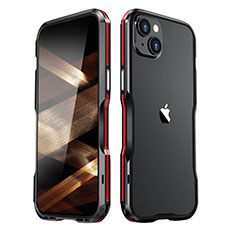 Apple iPhone 15 Plus用ケース 高級感 手触り良い アルミメタル 製の金属製 バンパー カバー LF2 アップル レッド・ブラック