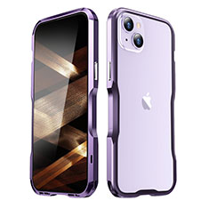 Apple iPhone 15 Plus用ケース 高級感 手触り良い アルミメタル 製の金属製 バンパー カバー LF3 アップル パープル