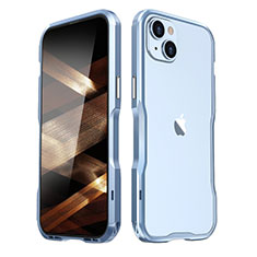 Apple iPhone 15 Plus用ケース 高級感 手触り良い アルミメタル 製の金属製 バンパー カバー LF3 アップル ネイビー