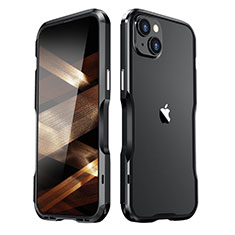 Apple iPhone 15 Plus用ケース 高級感 手触り良い アルミメタル 製の金属製 バンパー カバー LF3 アップル ブラック
