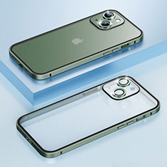 Apple iPhone 15 Plus用ケース 高級感 手触り良い メタル兼プラスチック バンパー LF3 アップル グリーン