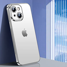 Apple iPhone 15 Plus用極薄ソフトケース シリコンケース 耐衝撃 全面保護 クリア透明 LD1 アップル シルバー