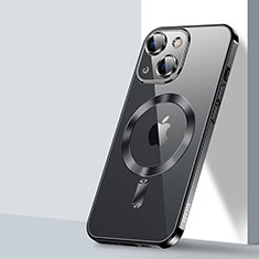 Apple iPhone 15 Plus用極薄ソフトケース シリコンケース 耐衝撃 全面保護 クリア透明 カバー Mag-Safe 磁気 Magnetic LD2 アップル ブラック