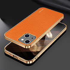 Apple iPhone 15 Plus用ケース 高級感 手触り良いレザー柄 LD3 アップル オレンジ