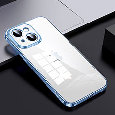 Apple iPhone 15 Plus用ハイブリットバンパーケース クリア透明 プラスチック カバー LD2 アップル ブルー