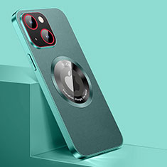 Apple iPhone 15 Plus用ケース 高級感 手触り良いレザー柄 Mag-Safe 磁気 Magnetic QC1 アップル グリーン