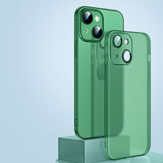 Apple iPhone 15 Plus用極薄ケース クリア透明 プラスチック 質感もマットQC1 アップル グリーン