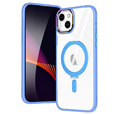 Apple iPhone 15 Plus用極薄ソフトケース シリコンケース 耐衝撃 全面保護 クリア透明 カバー Mag-Safe 磁気 Magnetic SD1 アップル ブルー