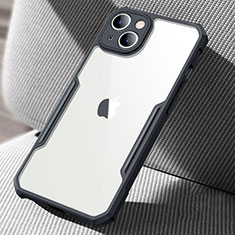 Apple iPhone 15 Plus用ハイブリットバンパーケース クリア透明 プラスチック 鏡面 カバー アップル ブラック