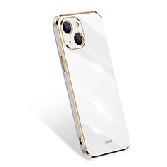 Apple iPhone 15 Plus用360度 フルカバー極薄ソフトケース シリコンケース 耐衝撃 全面保護 バンパー S03 アップル ホワイト