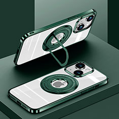Apple iPhone 15 Plus用極薄ソフトケース シリコンケース 耐衝撃 全面保護 クリア透明 カバー Mag-Safe 磁気 Magnetic AC1 アップル グリーン