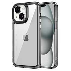 Apple iPhone 15 Plus用ハイブリットバンパーケース クリア透明 プラスチック カバー AC1 アップル ブラック