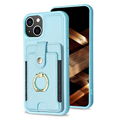 Apple iPhone 15 Plus用極薄ソフトケース シリコンケース 耐衝撃 全面保護 マグネット式 バンパー S04D アップル ブルー