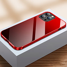 Apple iPhone 15 Pro用ケース 高級感 手触り良い アルミメタル 製の金属製 360度 フルカバーバンパー 鏡面 カバー M07 アップル レッド・ブラック