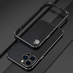 Apple iPhone 15 Pro用ケース 高級感 手触り良い アルミメタル 製の金属製 バンパー カバー アップル シルバー・ブラック