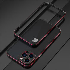 Apple iPhone 15 Pro用ケース 高級感 手触り良い アルミメタル 製の金属製 バンパー カバー アップル レッド・ブラック