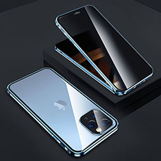Apple iPhone 15 Pro用ケース 高級感 手触り良い アルミメタル 製の金属製 360度 フルカバーバンパー 鏡面 カバー Z05 アップル ネイビー