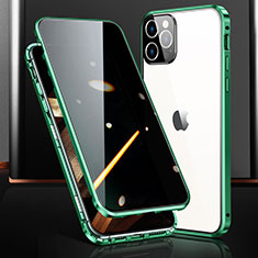 Apple iPhone 15 Pro用ケース 高級感 手触り良い アルミメタル 製の金属製 360度 フルカバーバンパー 鏡面 カバー M03 アップル グリーン