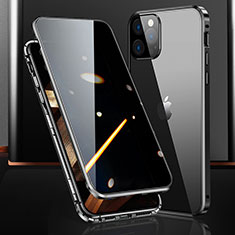 Apple iPhone 15 Pro用ケース 高級感 手触り良い アルミメタル 製の金属製 360度 フルカバーバンパー 鏡面 カバー M03 アップル ブラック