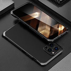 Apple iPhone 15 Pro用360度 フルカバー ケース 高級感 手触り良い アルミメタル 製の金属製 アップル ブラック