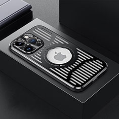 Apple iPhone 15 Pro用ケース 高級感 手触り良い アルミメタル 製の金属製 兼シリコン カバー Mag-Safe 磁気 Magnetic TX1 アップル ブラック