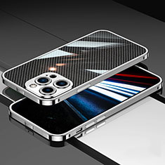Apple iPhone 15 Pro用ケース 高級感 手触り良い アルミメタル 製の金属製 バンパー カバー JL1 アップル シルバー