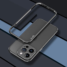 Apple iPhone 15 Pro用ケース 高級感 手触り良い アルミメタル 製の金属製 バンパー カバー JZ1 アップル ブラック