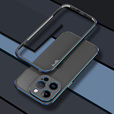 Apple iPhone 15 Pro用ケース 高級感 手触り良い アルミメタル 製の金属製 バンパー カバー JZ1 アップル ネイビー・ブラック
