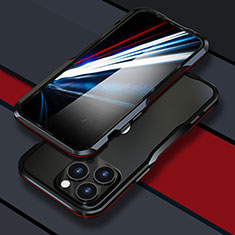 Apple iPhone 15 Pro用ケース 高級感 手触り良い アルミメタル 製の金属製 バンパー カバー LF1 アップル レッド・ブラック