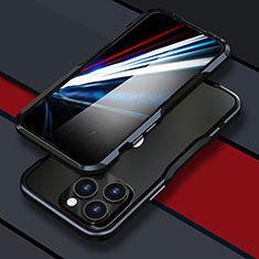 Apple iPhone 15 Pro用ケース 高級感 手触り良い アルミメタル 製の金属製 バンパー カバー LF1 アップル ブラック