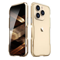 Apple iPhone 15 Pro用ケース 高級感 手触り良い アルミメタル 製の金属製 バンパー カバー LF2 アップル ゴールド
