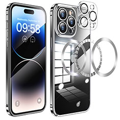Apple iPhone 15 Pro用ケース 高級感 手触り良い メタル兼プラスチック バンパー Mag-Safe 磁気 Magnetic LF3 アップル ブラック