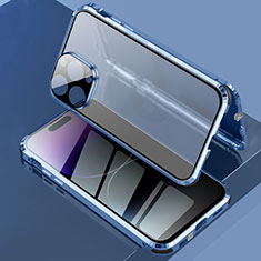 Apple iPhone 15 Pro用ケース 高級感 手触り良い アルミメタル 製の金属製 360度 フルカバーバンパー 鏡面 カバー LK3 アップル ネイビー