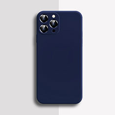 Apple iPhone 15 Pro用360度 フルカバー極薄ソフトケース シリコンケース 耐衝撃 全面保護 バンパー S04 アップル ネイビー