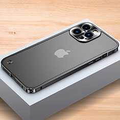 Apple iPhone 15 Pro用ケース 高級感 手触り良い アルミメタル 製の金属製 バンパー カバー A04 アップル ブラック