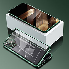 Apple iPhone 15 Pro用ケース 高級感 手触り良い アルミメタル 製の金属製 360度 フルカバーバンパー 鏡面 カバー アップル グリーン