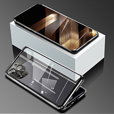 Apple iPhone 15 Pro用ケース 高級感 手触り良い アルミメタル 製の金属製 360度 フルカバーバンパー 鏡面 カバー アップル ブラック