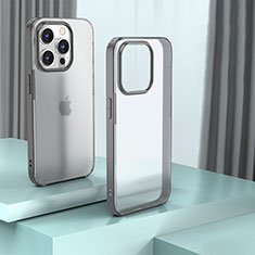 Apple iPhone 15 Pro用ハイブリットバンパーケース クリア透明 プラスチック カバー QC1 アップル ダークグレー