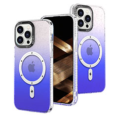 Apple iPhone 15 Pro用極薄ソフトケース グラデーション 勾配色 クリア透明 Mag-Safe 磁気 Magnetic アップル ネイビー