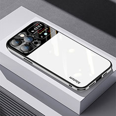 Apple iPhone 15 Pro用ハイブリットバンパーケース プラスチック 鏡面 カバー AT1 アップル ホワイト