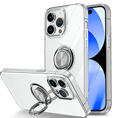 Apple iPhone 15 Pro用極薄ソフトケース シリコンケース 耐衝撃 全面保護 クリア透明 アンド指輪 マグネット式 A01 アップル クリア