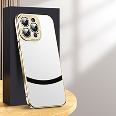 Apple iPhone 15 Pro用ケース 高級感 手触り良いレザー柄 PD2 アップル ホワイト