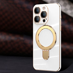 Apple iPhone 15 Pro用極薄ソフトケース シリコンケース 耐衝撃 全面保護 Mag-Safe 磁気 Magnetic C01 アップル ホワイト