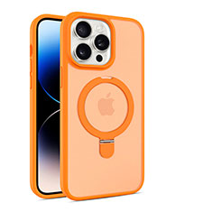 Apple iPhone 15 Pro用極薄ソフトケース シリコンケース 耐衝撃 全面保護 クリア透明 カバー Mag-Safe 磁気 Magnetic T02 アップル オレンジ