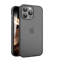 Apple iPhone 15 Pro用極薄ケース クリア透明 プラスチック 質感もマットQC アップル ブラック
