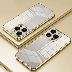 Apple iPhone 15 Pro用極薄ソフトケース シリコンケース 耐衝撃 全面保護 クリア透明 SY1 アップル ゴールド