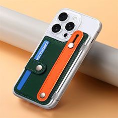 Apple iPhone 15 Pro用シリコンケース ソフトタッチラバー レザー柄 カバー SD19 アップル グリーン