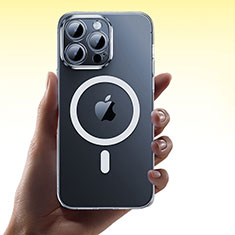 Apple iPhone 15 Pro用極薄ソフトケース シリコンケース 耐衝撃 全面保護 クリア透明 カバー Mag-Safe 磁気 Magnetic M01 アップル クリア