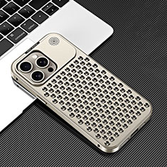Apple iPhone 15 Pro用360度 フルカバー ケース 高級感 手触り良い アルミメタル 製の金属製 QC3 アップル ゴールド
